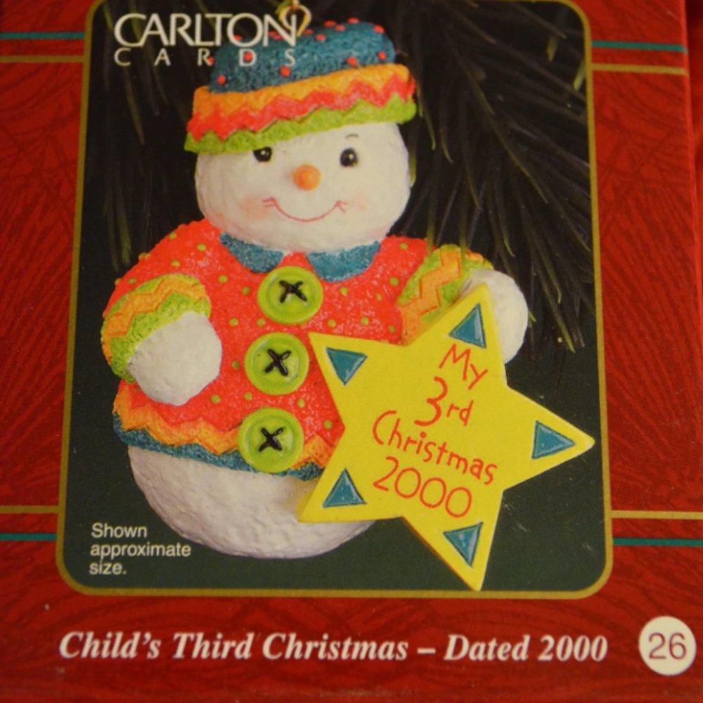 Vintage Carlton Cards "Child's Third Christmas" - Dated 2000 Ornament